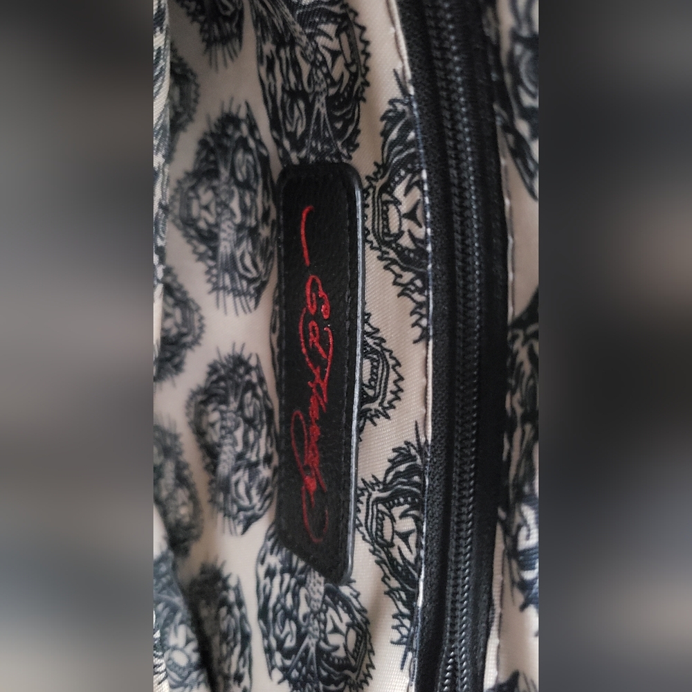 Ed Hardy Black and Pink Floral Shoulder Bag - Picture 7 of 10